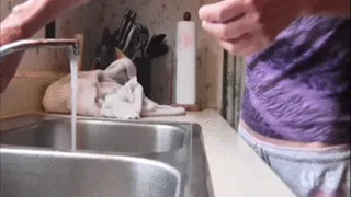 Some Hair Washing In The Kitchen Sink