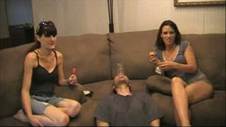 2 Girls Share 1 Human Ashtray