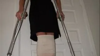 Faye's Crutch Challenge In Heels....