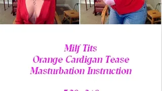 Milf Tits Orange Cardigan Mast Inst