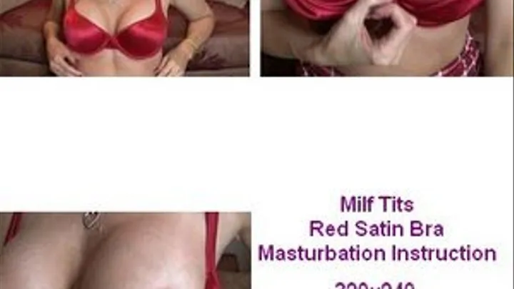 Milf Tits Red Satin Bra