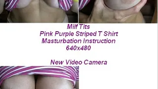 Milf Tits Pink Purple Striped T Shirt Mast Inst