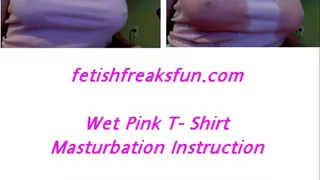 Wet Pink t-shirt tease Mast Inst