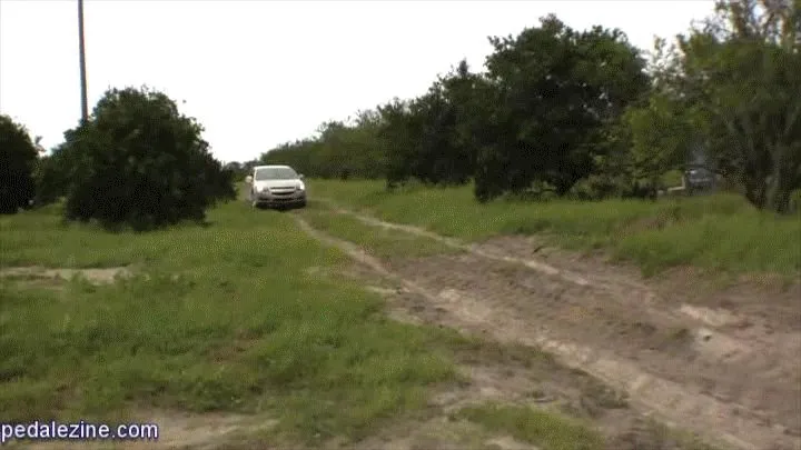 Two girls Speed car thru Dirt finally get stuck INCLUDES PEDAL FOOTAGE