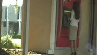 Sexy Girl at ATM in Heels & Floors her car