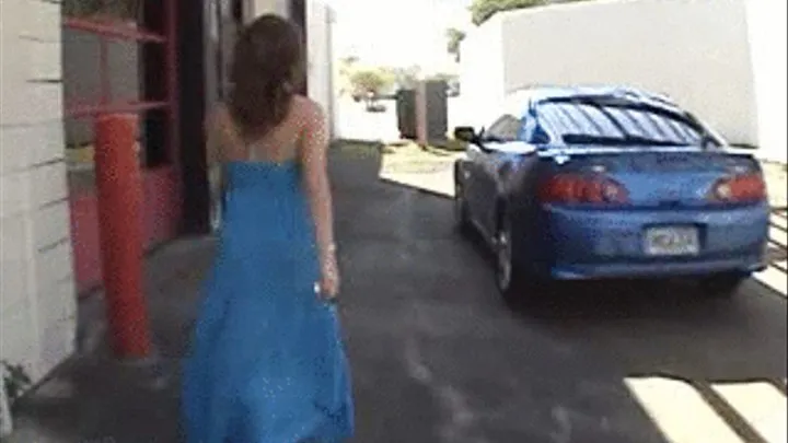 jayda Revving & Driving bluedress and white sandals