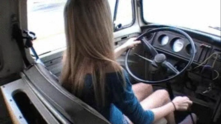 Lexi Driving the VW Bus in Slip on Sneakers PER Request