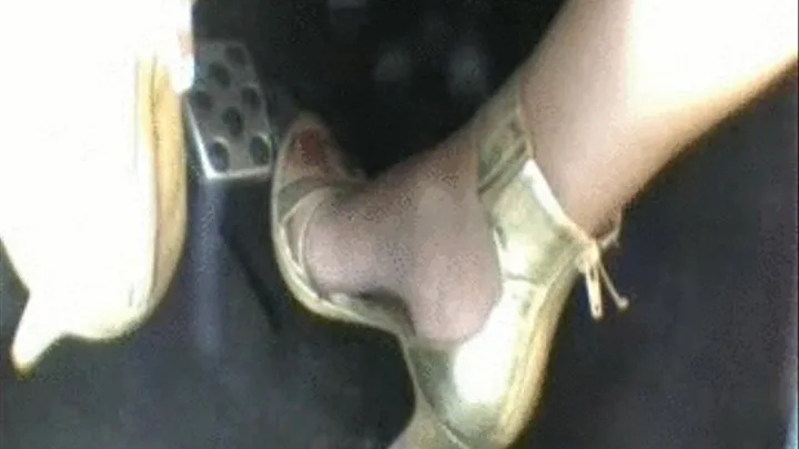 Sabrina in Gold open toe Ankle strap heels RACING