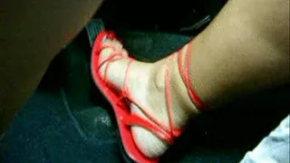 Red Lace Up Sandals Floor Mat Cam