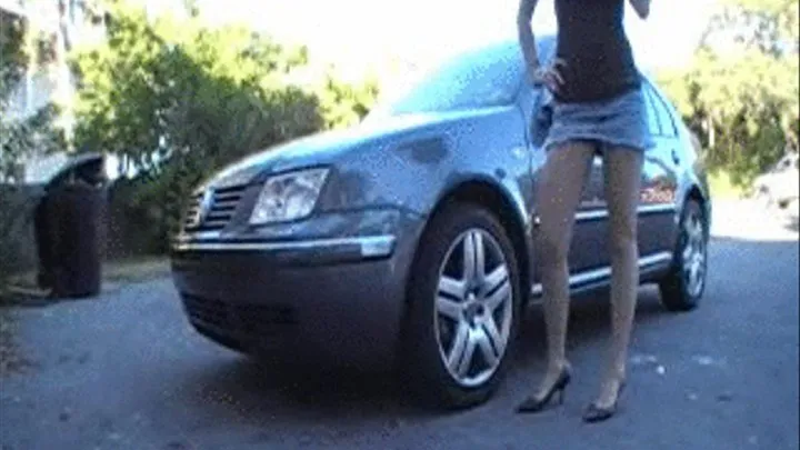 Rachel Anne Flooring her Turbo Jetta with her Desiger pumps