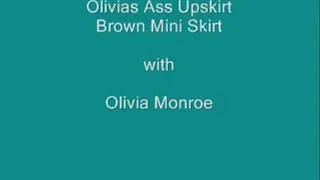 Olivia ass tease short brown skirt