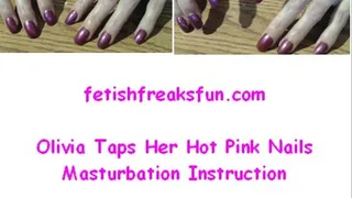 Olivia Taps Her Hot Pink Nails Mast inst