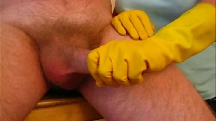 Rubber glove masturbation