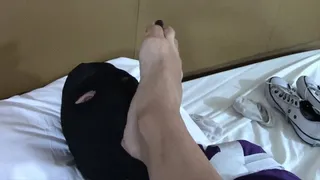 FOOT TOES SUCKING AND LICKING FROM POV OF MANUELA ALBERTINI IN MALE SLAVE FACE