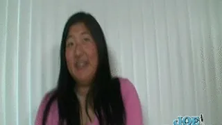 Asian Girl Drinks cum out of condom!