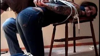 Sylvia- Tied Up Hands, Knees, Feet, Cleave Gagged, Bent Over And Spanked In Tight Jeans