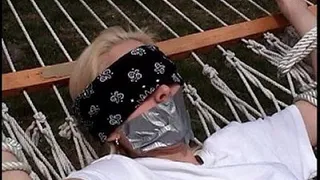 Coral- Tied Outside To Hammock, Chair Tied, Red Shorts, Tape Gag, Cleave Gag, Blindfolds