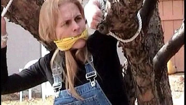 Coral- Overalls, Hogtied, Tied To Tree, Cleave Gagged