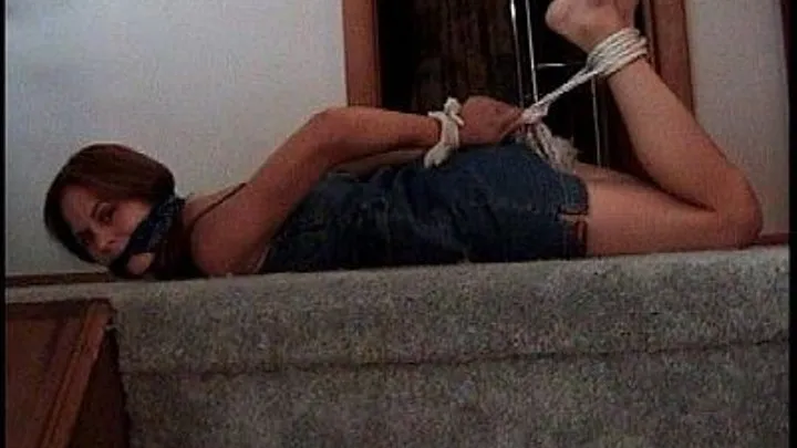 Coral- Hogtied, Gagged, Denim Skirt, Climbing Down Stairs