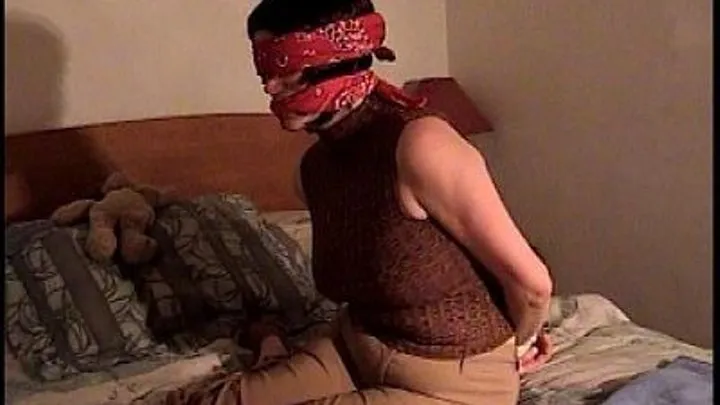 Ravyn- Tied Kneeling On Bed, Cleave Gagged, Blindfolded