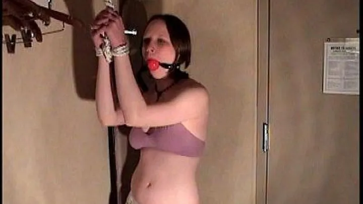 Pandora- Bound, Cleave Gag, Tape Gag, Ball Gag, Bra, Camo Pattern Panties