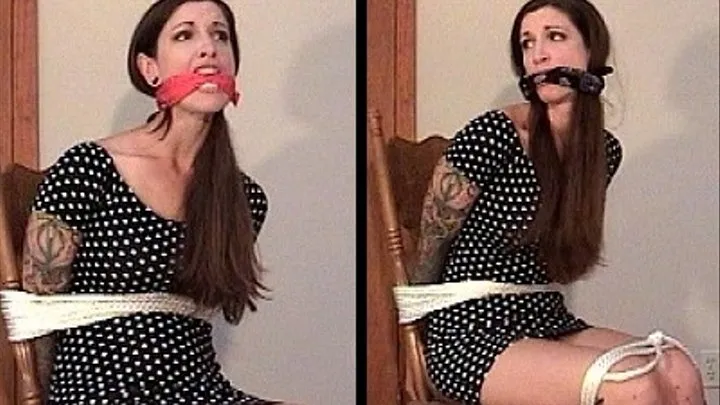 Sylvia- Short Skirt, Chair Tied, Mouth Packed, Multiple Cloth Gags