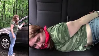 Darcy- Hitchhiker Gets Caught, Handcuffed, Bandanna Gag, Jeans