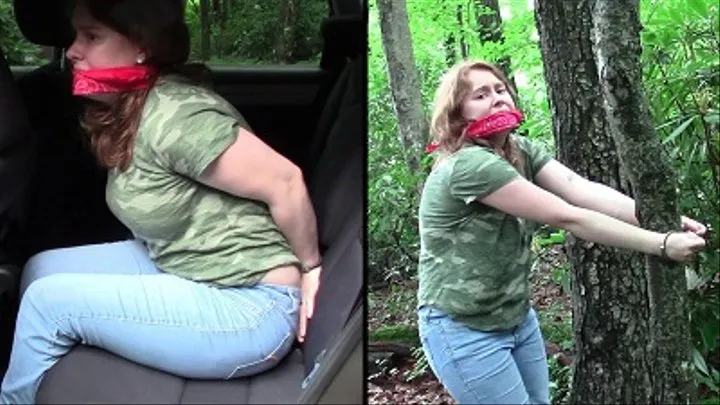 Darcy- Hitcher In The Woods, Bandanna Gag, Handcuffed To Tree