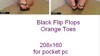 Black Flip Flops Orange Toes Masturbation Instruction