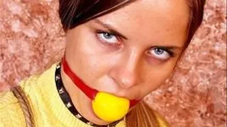 Sheril Blue eyes ballgagged