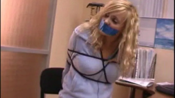 Britney's Blue Tape Gag Office Struggle