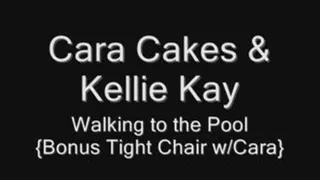 Cara Cakes & Kellie Kay Walking to the Pool