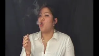 SMOKING RINGS EXHALING SEXY HANDLING OF CIGARETTE CLARITY FULL LENGTH