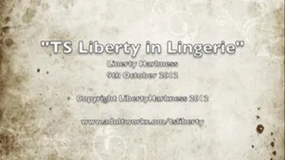 TS Liberty Harkness teasing in cream lingerie