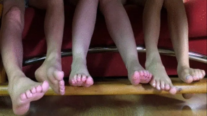 3 Girls - Twins Footsie At Dinner