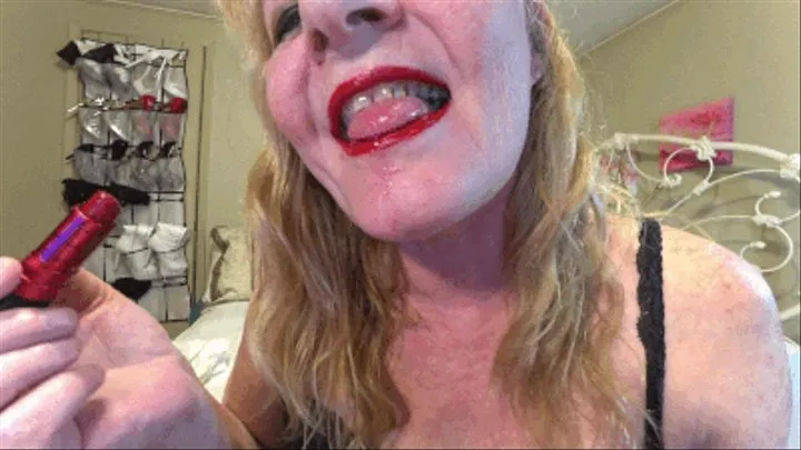 Spit red lips mouth fetish fun