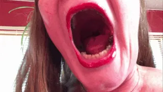 Sexy mouth tour red lips spit drooling