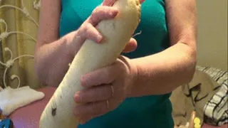 Monster sized veggie up my pussy hole