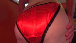 Red satin panty worship your Goddess