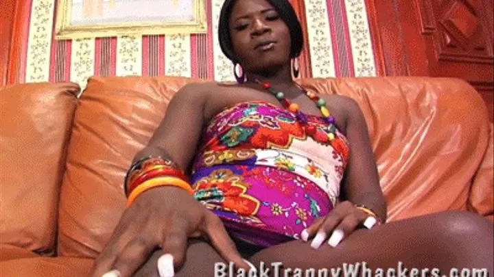 Sexy TS Chanel Is Black and Beautiful and Spurts White Hot Cum