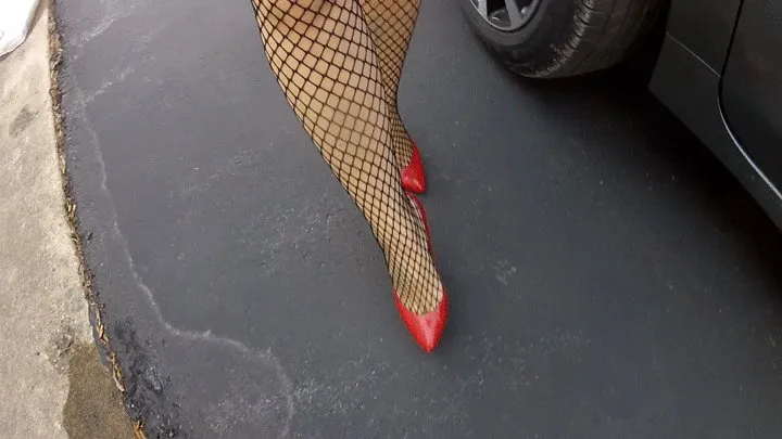 Jenna Models Wears Red Heels And Fishnets 4 37