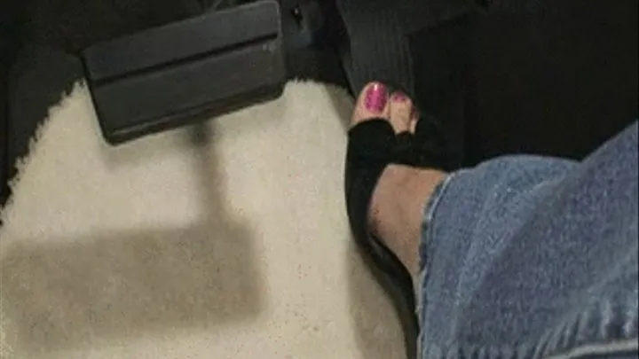 Jackie Drives In Sexy Open Toe Slides