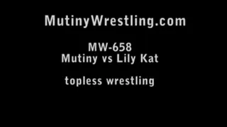 MW-658 Mutiny vs Lily Kat TOPLESS THONG crotch and tits attacks Part 1