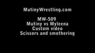 MW-509 Mutiny vs Myleena Scissors, Facesitting, breasts and nipple smothernig TOPLESS / THONG