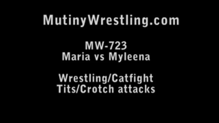 MW-723 Domino (Myleena) vs Maria Veyron HOT TOPLESS WEDGIES catfight Full video