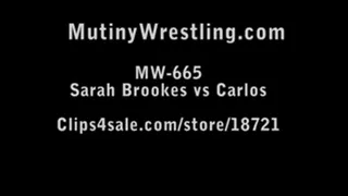 MW-665 SARAH BROOKE vs Carlos MIXED TOPLESS WRESTLING Part 1