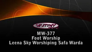MW-377 Leena Sky Licking/ sucking Safa Warda's feet. FOOT WORSHIP