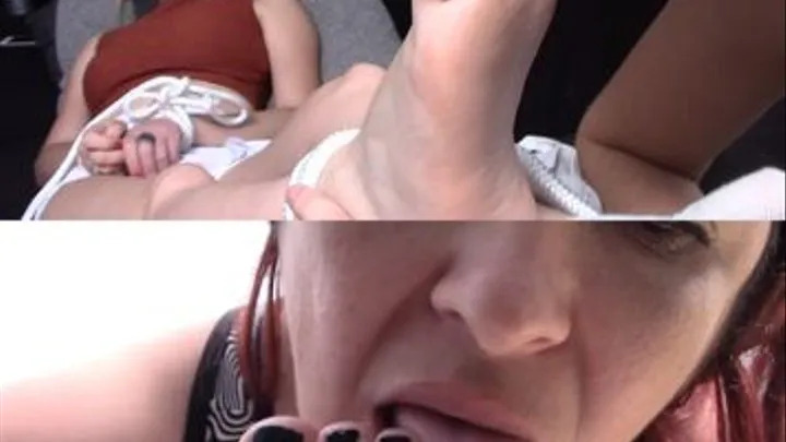 Enjoying Ashley's Pretty Feet Fainting and Tied . Clip 02