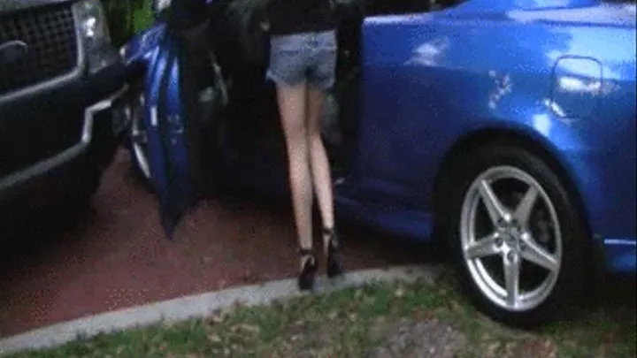 Sexy girl pumps the pedal in high heels