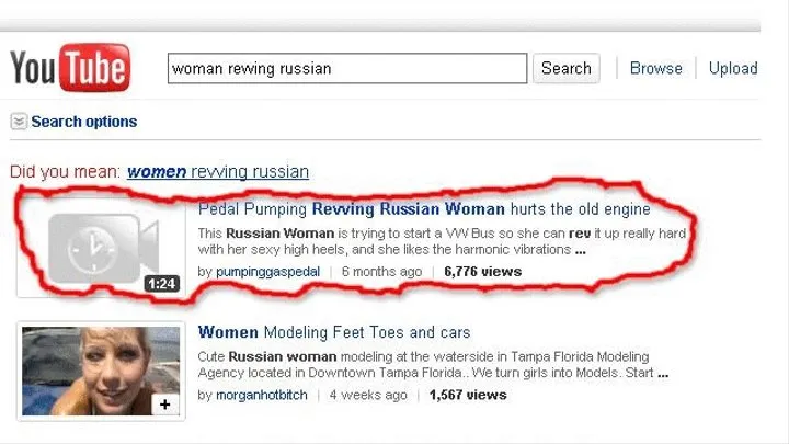 YOUTUBE BANNED Russian Woman hurts the old engine